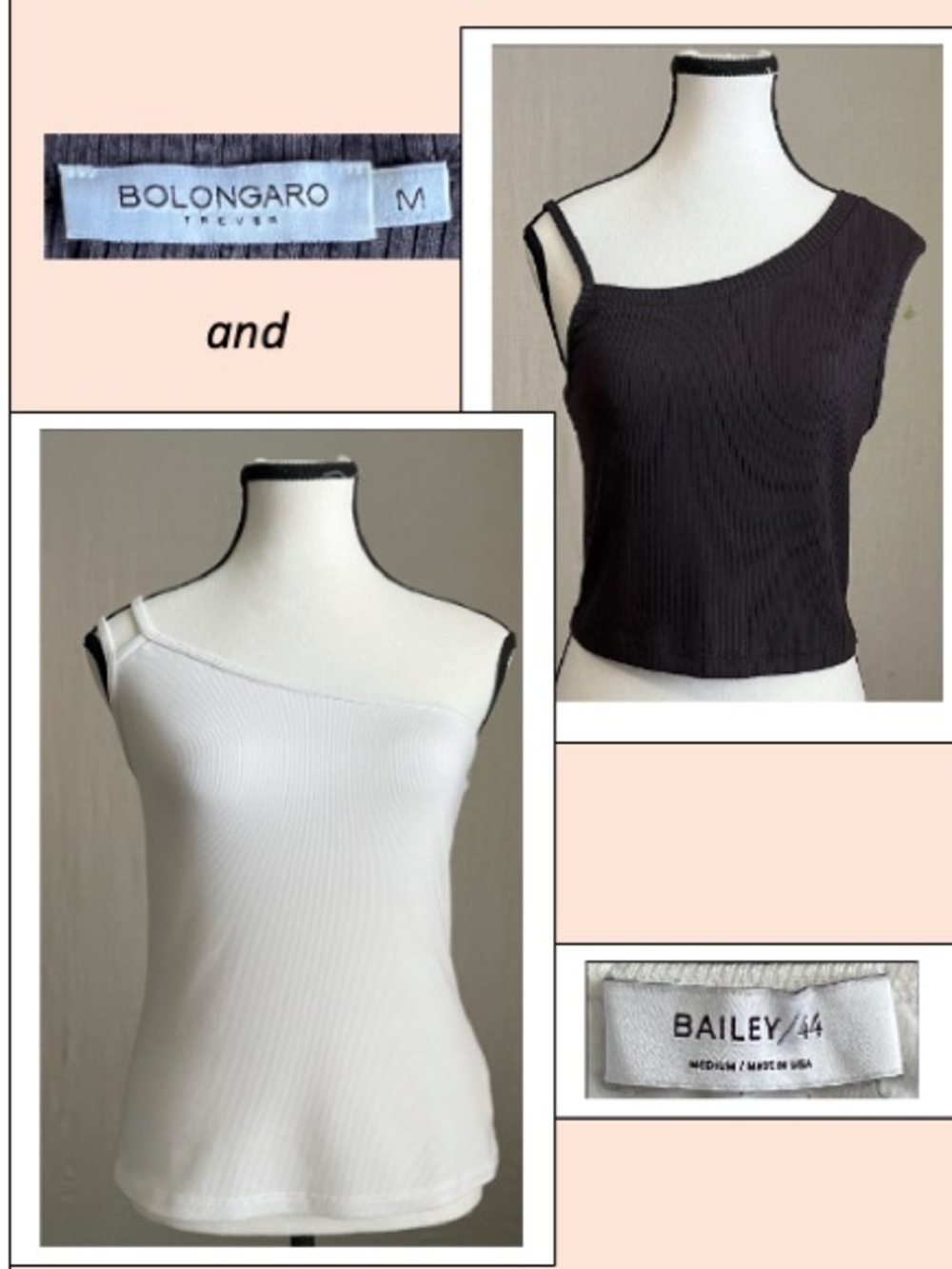 Two minimalist one-shoulder tops by Bolongaro Trevor & Bailey 44 - Medium